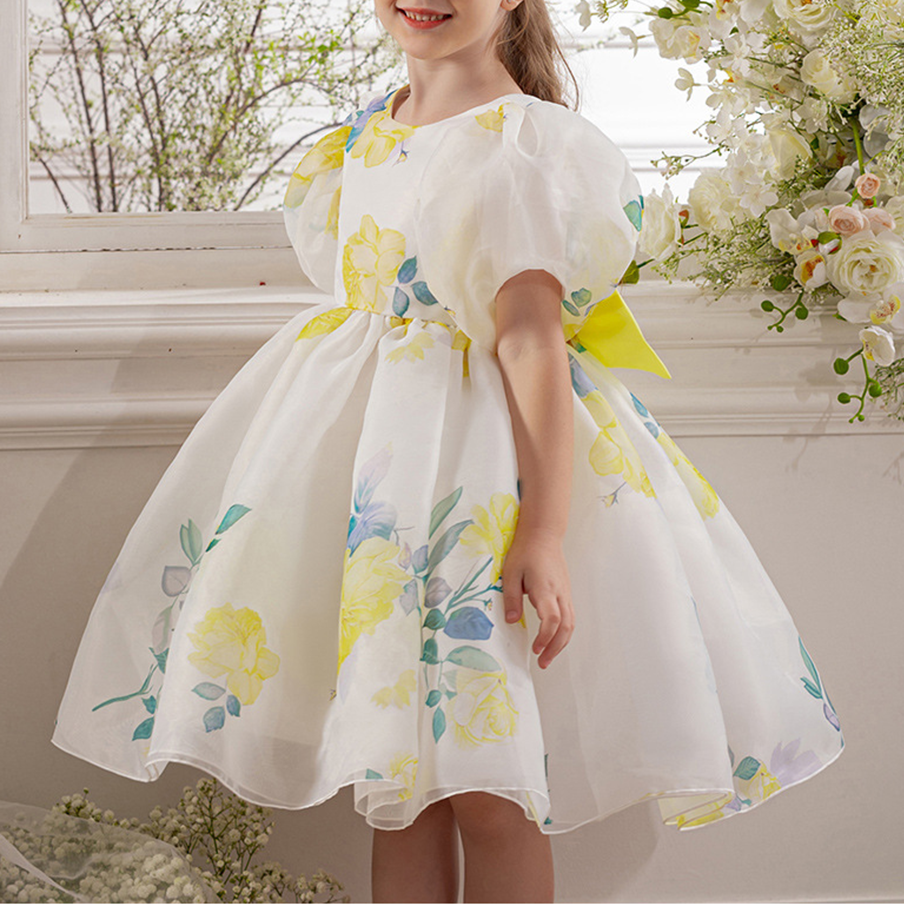 Organza Bow Short Sleeve Midi Dresses - image 17