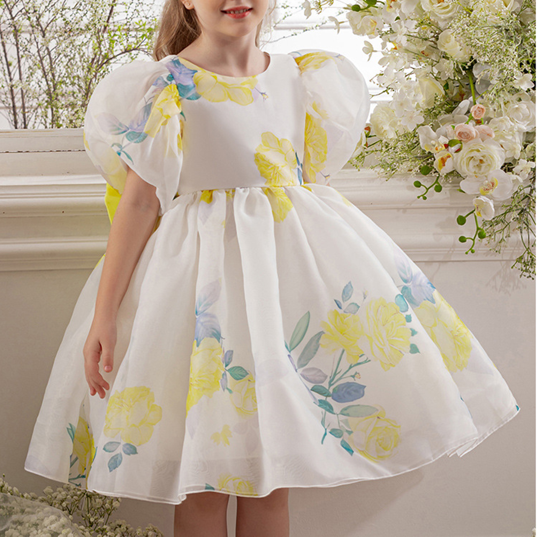 Organza Bow Short Sleeve Midi Dresses - image 19