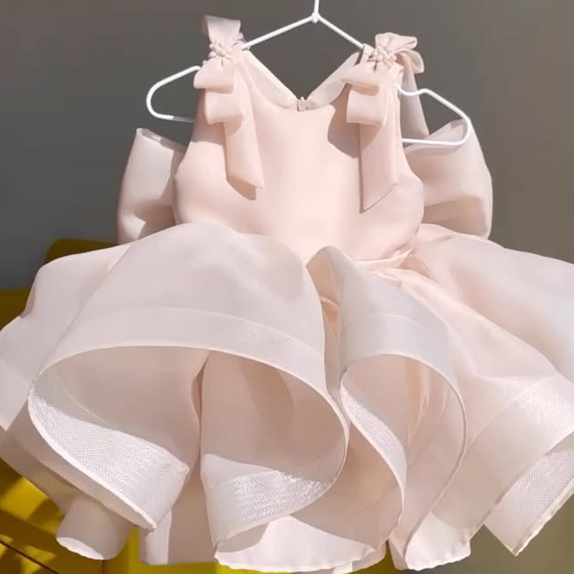 Organza Bow Sleeveless Midi Dresses - Pink - 5Y - image 1