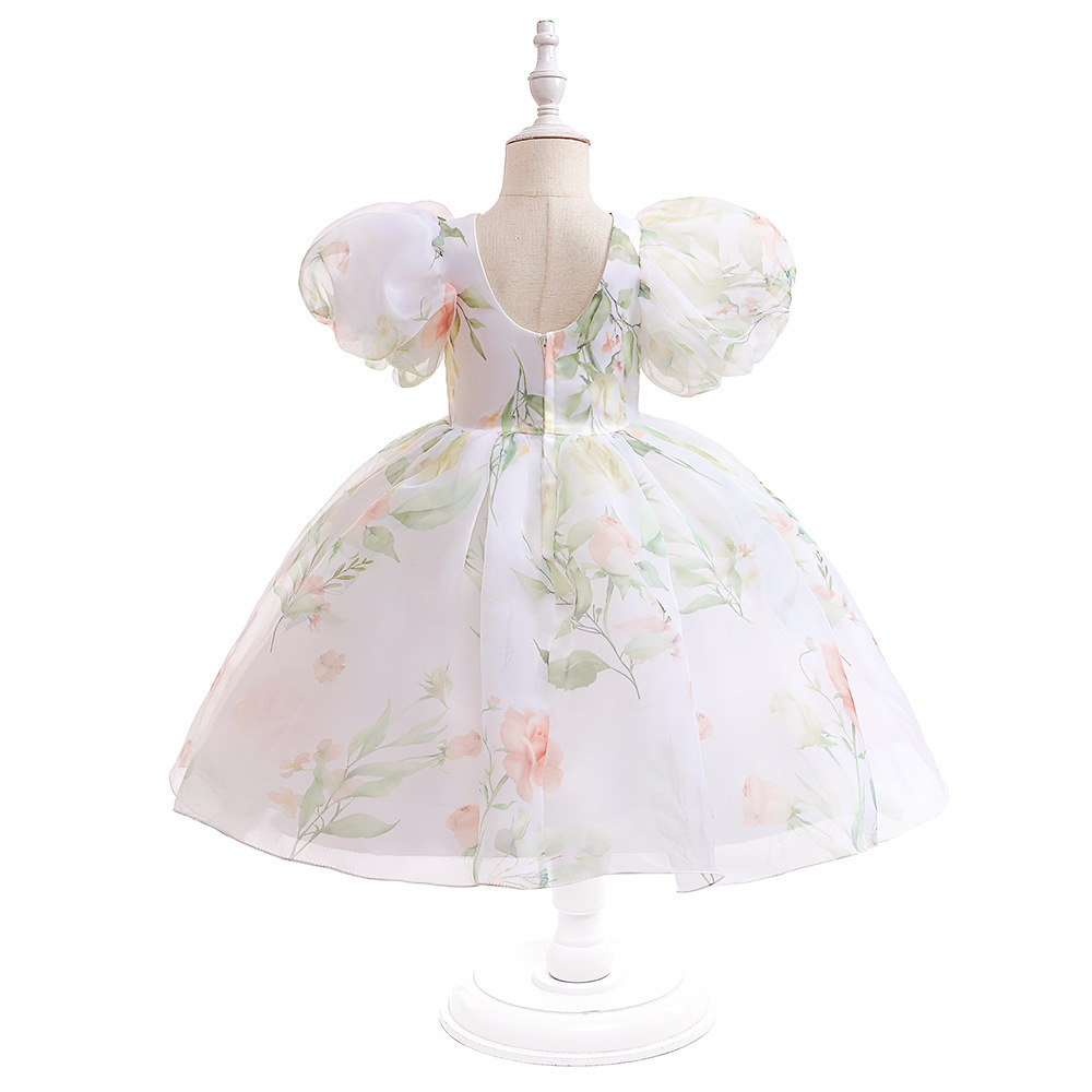 Organza Bow Printing Short Sleeve Midi Dresses - image 20