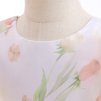 Organza Bow Printing Short Sleeve Midi Dresses - image 21