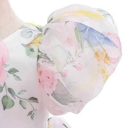 Organza Bow Printing Short Sleeve Midi Dresses - image 17