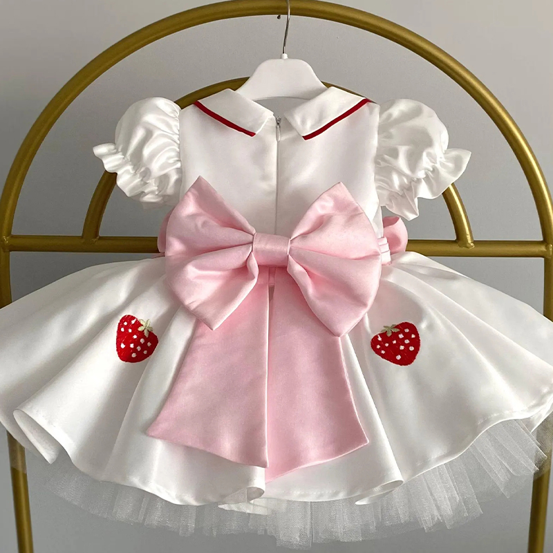 Satin Bow Short Sleeve Midi Dresses - image 3