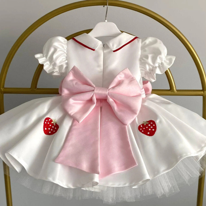 Satin Bow Short Sleeve Midi Dresses - image 3