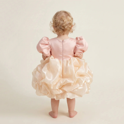 Satin Folds Short Sleeve Midi Dresses - image 6