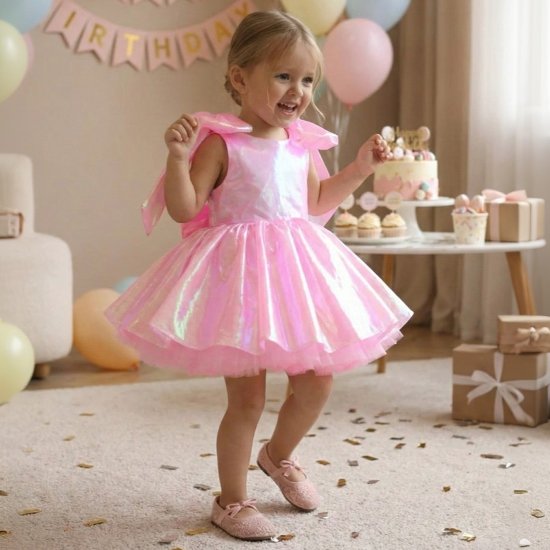 Chemical Fiber Blend Bow Short Sleeve Midi Dresses - image 3