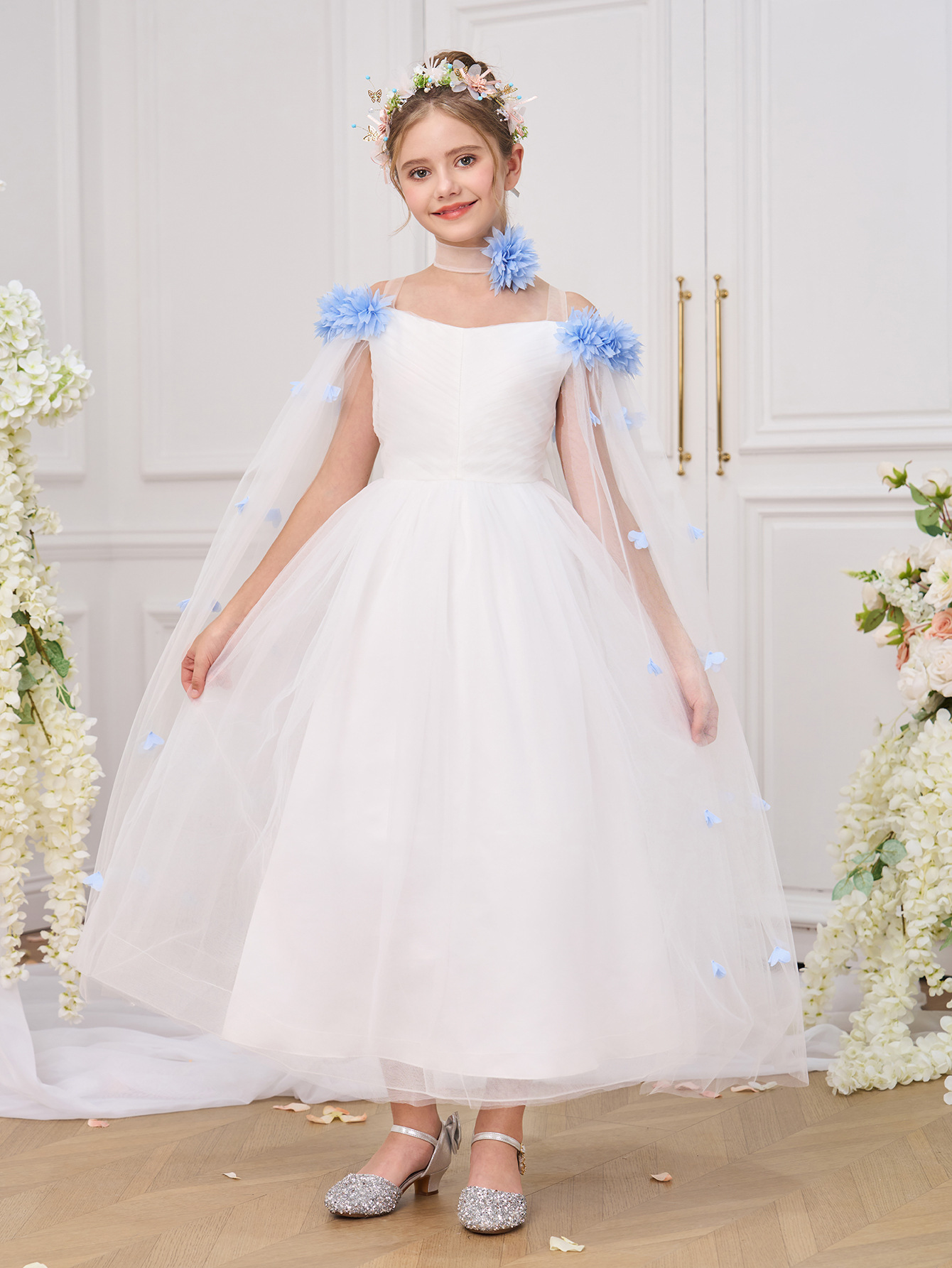 Mesh Rosette Sleeveless Midi Dresses - image 27