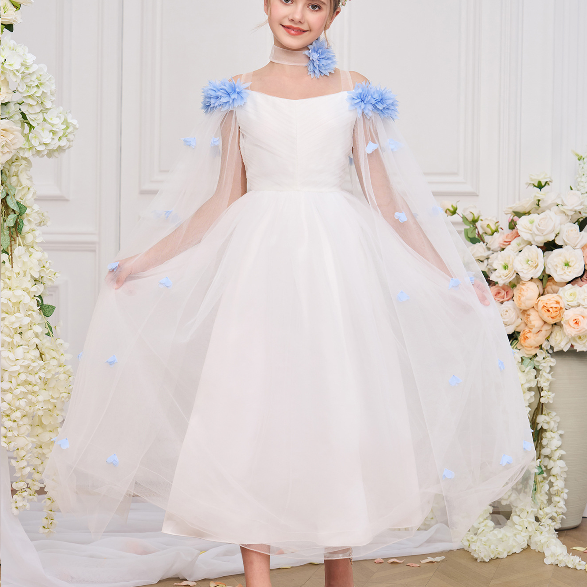 Mesh Rosette Sleeveless Midi Dresses - image 30