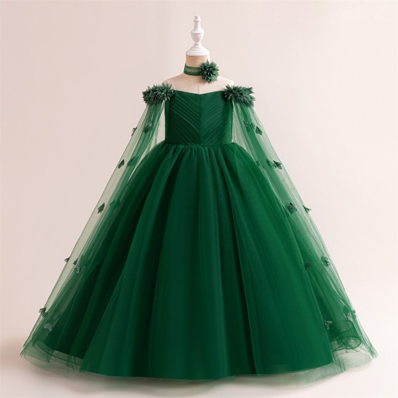 Mesh Rosette Sleeveless Midi Dresses - Dark Green - 11-12Y - image 55