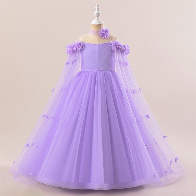 Mesh Rosette Sleeveless Midi Dresses - Purple - 11-12Y - image 76