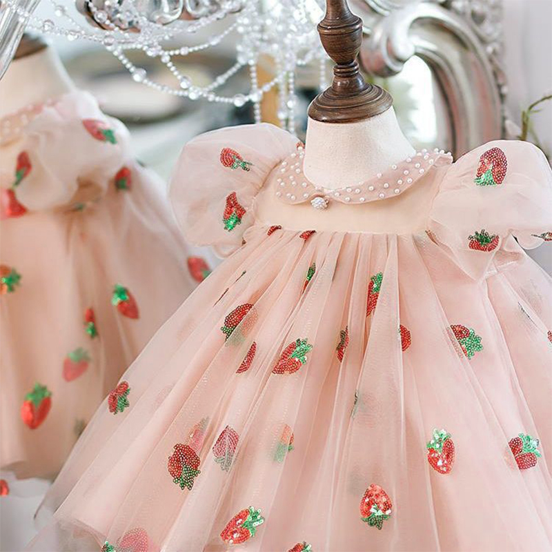 Mesh Glitter Short Sleeve Midi Dresses - image 2