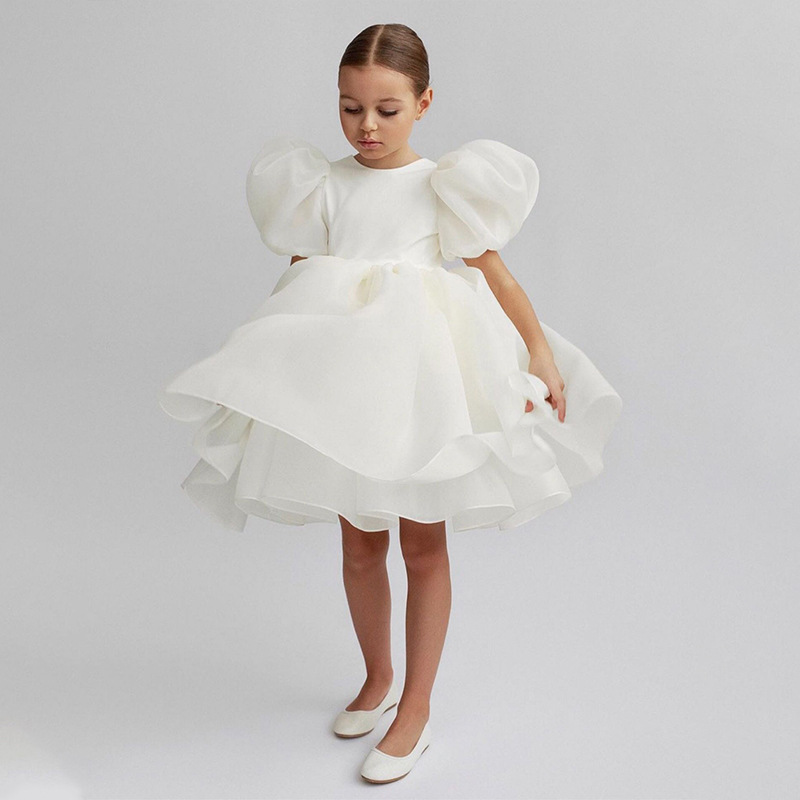 Organza Backless Short Sleeve Midi Dresses - White - 15-16Y - image 2