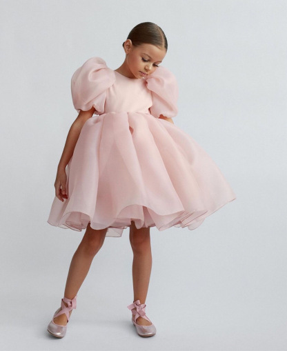 Organza Backless Short Sleeve Midi Dresses - Pink - 15-16Y - image 5