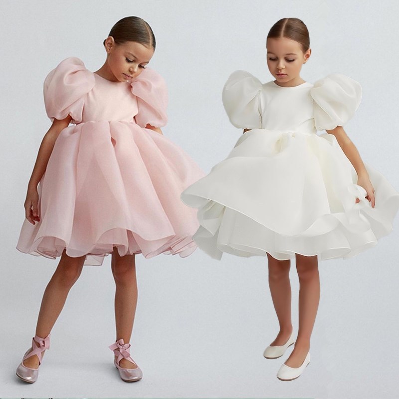 Organza Backless Short Sleeve Midi Dresses - image 1