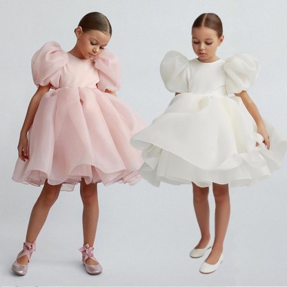 Organza Backless Short Sleeve Midi Dresses - image 1