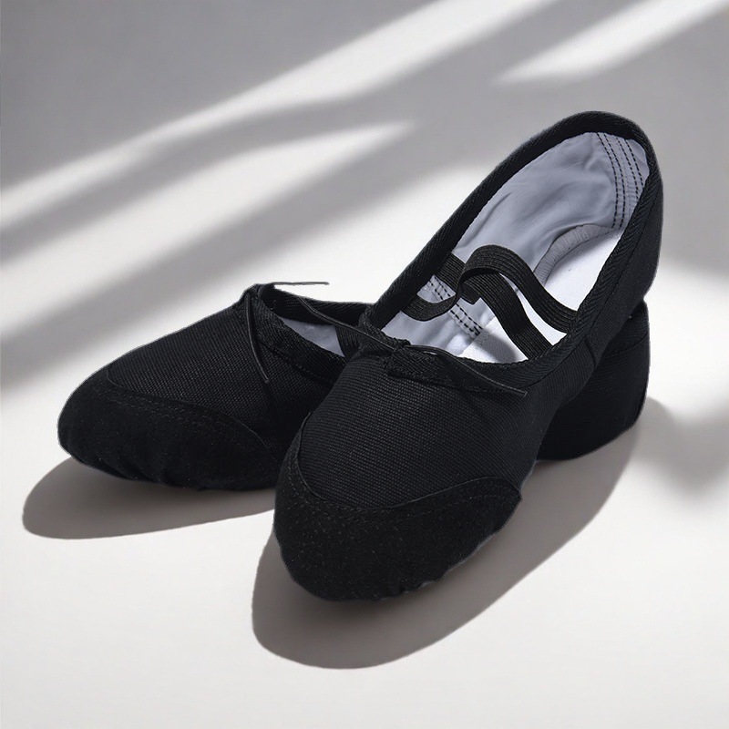 Solid Bow Ballet Round Toe Flats - Lace-up Leather Toe - Black - 23.0cm - image 8