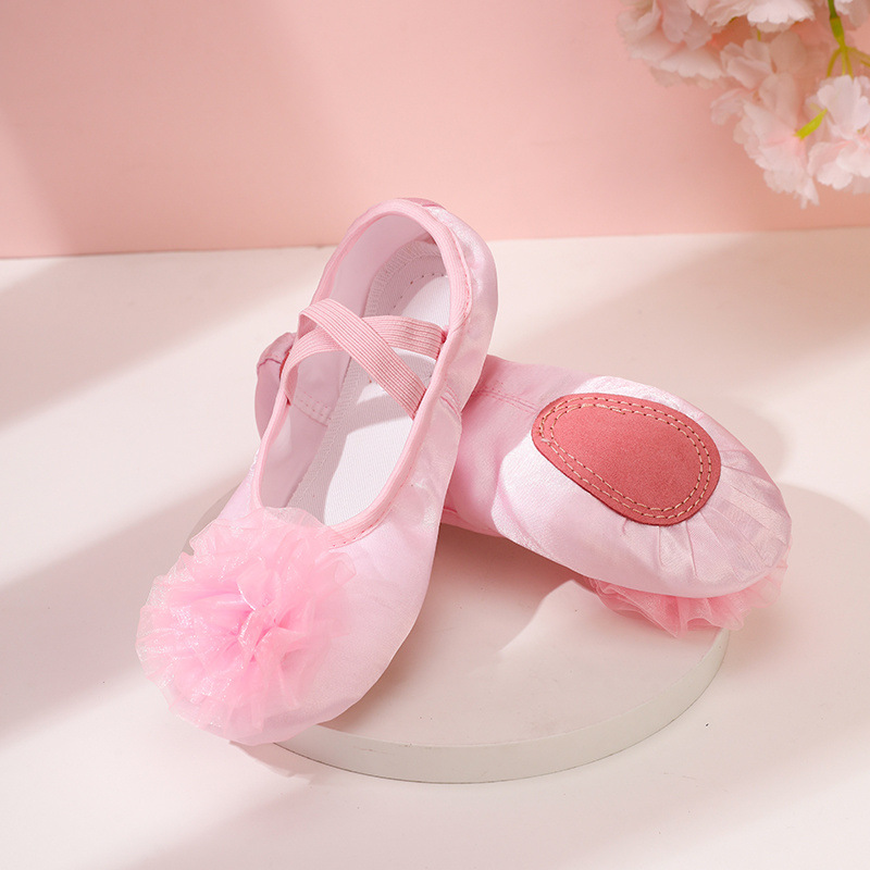 Solid Bow Ballet Round Toe Flats - Pink - Satin Flower - 24.0cm - image 10