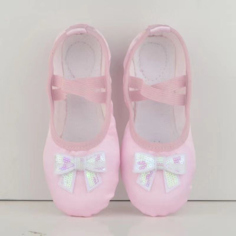 Solid Bow Ballet Round Toe Flats - Satin Pink - White Bow - 24.0cm - image 13