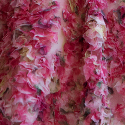 Mesh Rosette Short Sleeve Midi Dresses - image 5