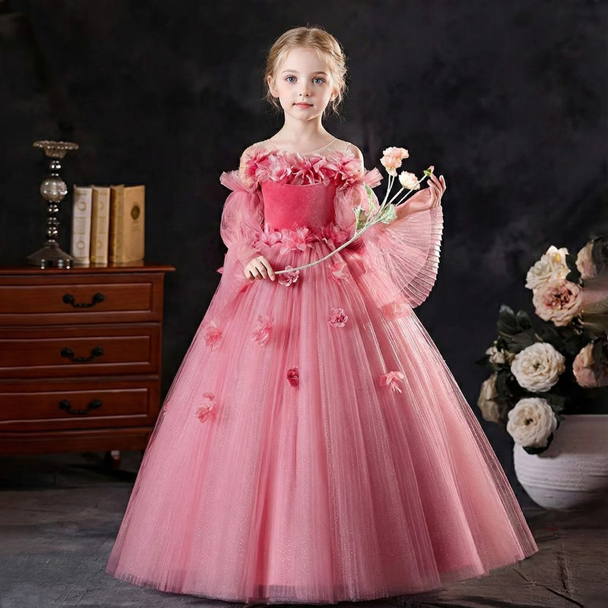 Mesh Rosette Sleeveless Maxi Dresses - image 2