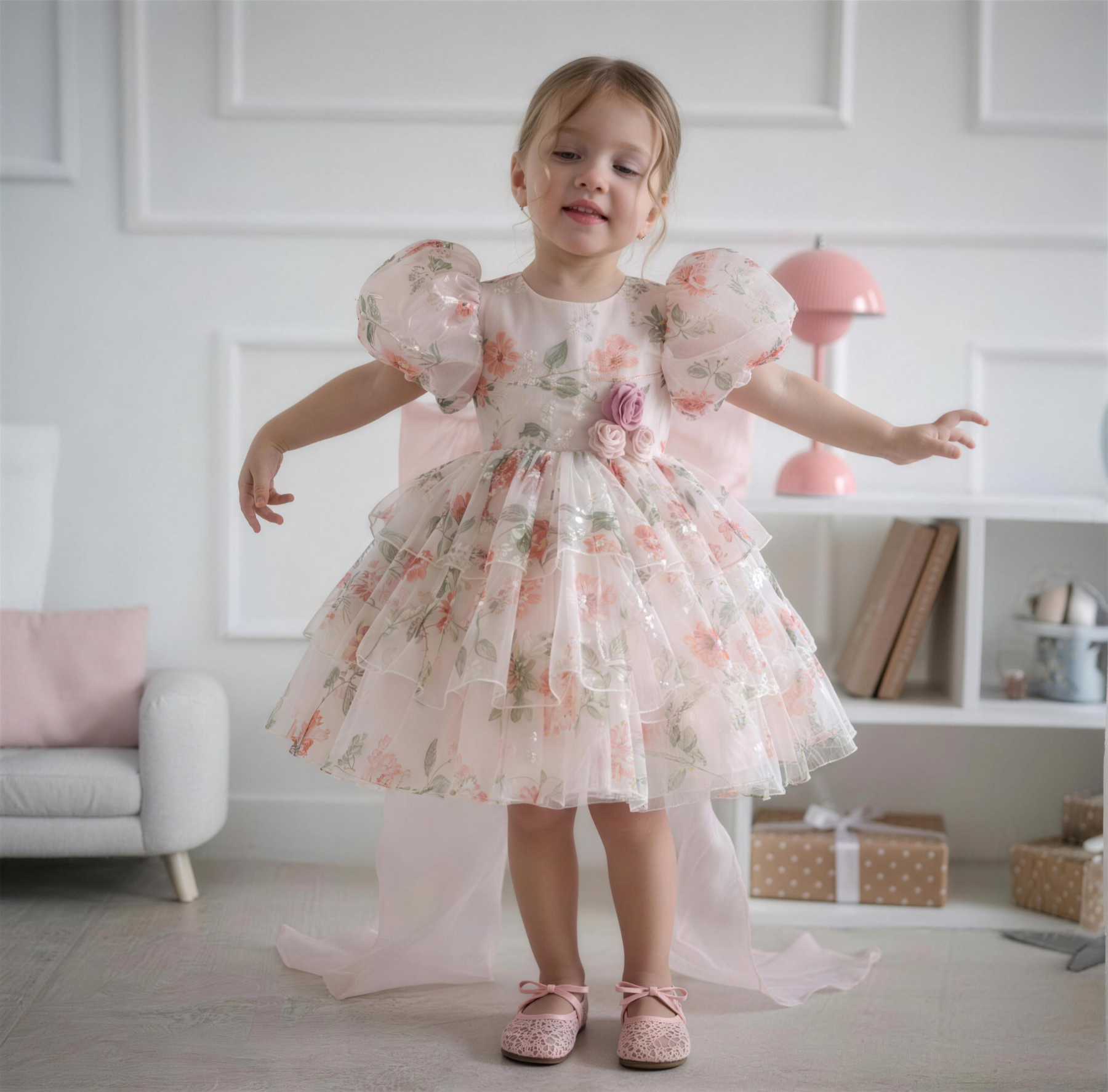 Organza Bow Short Sleeve Midi Dresses - image 3