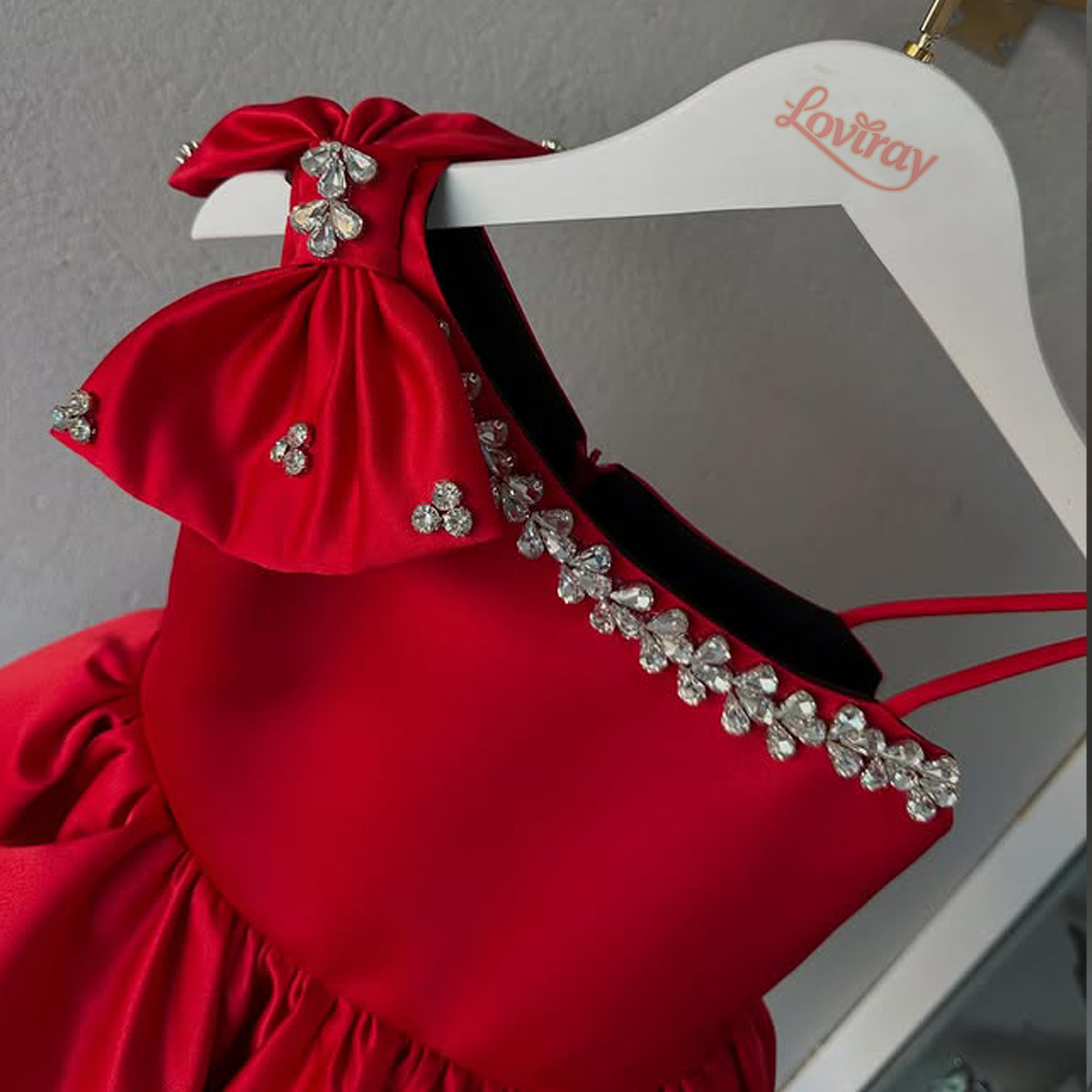Satin Bow Short Sleeve Midi Dresses - image 5