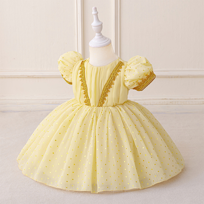 Voile Stitching Lace Ruched Stamped Bronzing Short Sleeve Regular Dresses - image 2