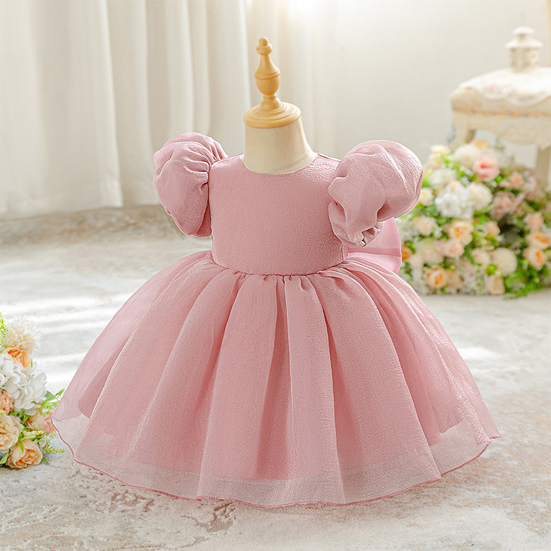 Organza Cotton-Blend Bow Ruched Short Sleeve Regular Dresses - image 5