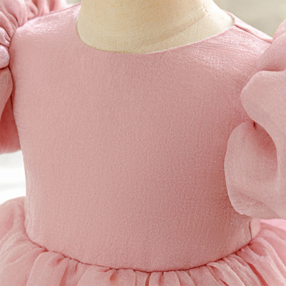 Organza Cotton-Blend Bow Ruched Short Sleeve Regular Dresses - image 6