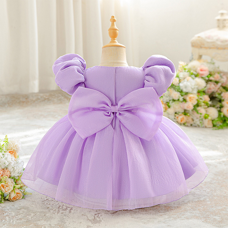 Organza Cotton-Blend Bow Ruched Short Sleeve Regular Dresses - image 12