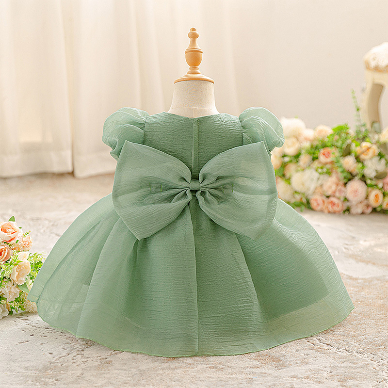 Organza Cotton-Blend Bow Ruched Short Sleeve Regular Dresses - image 20