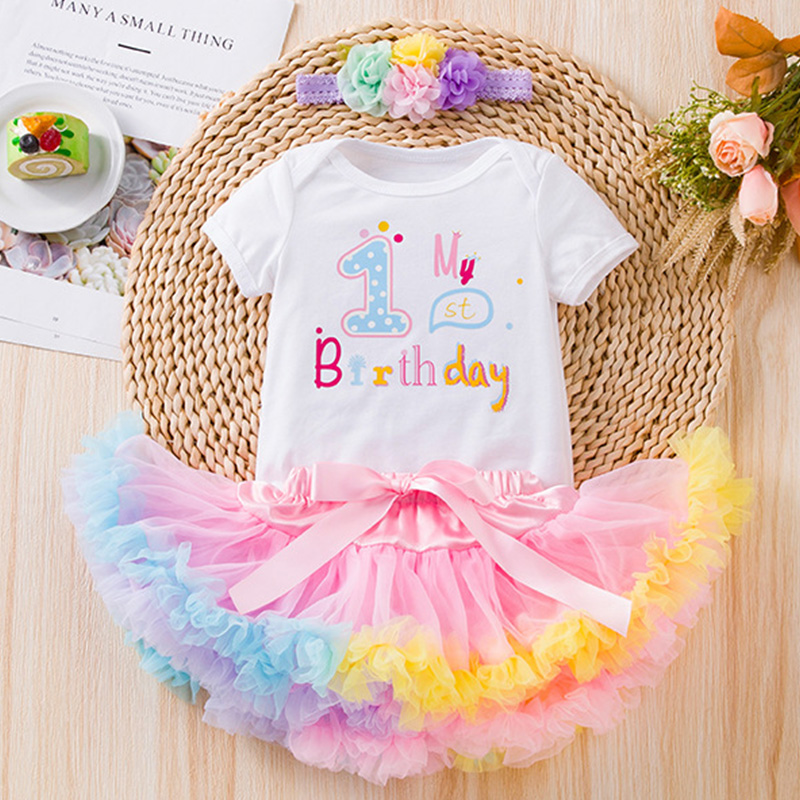 Mesh Knitted Bow Folds Gathered Short Sleeve Regular Two-piece Set - 1st Three Piece Set (White) - 2-3Y - image 4