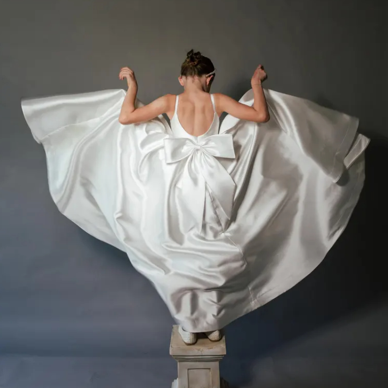 Satin Bow Sleeveless Maxi Dresses - image 9