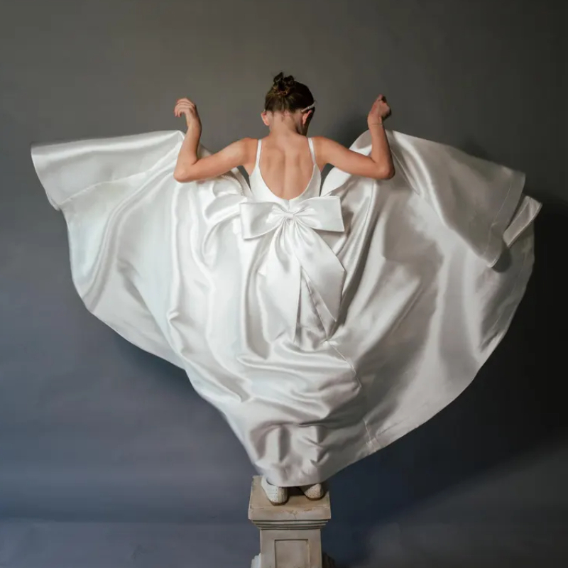 Satin Bow Sleeveless Maxi Dresses - image 9