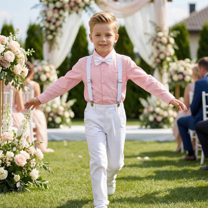 Cotton Bow Overalls Removable Long Sleeve Regular Two-piece Set - image 3