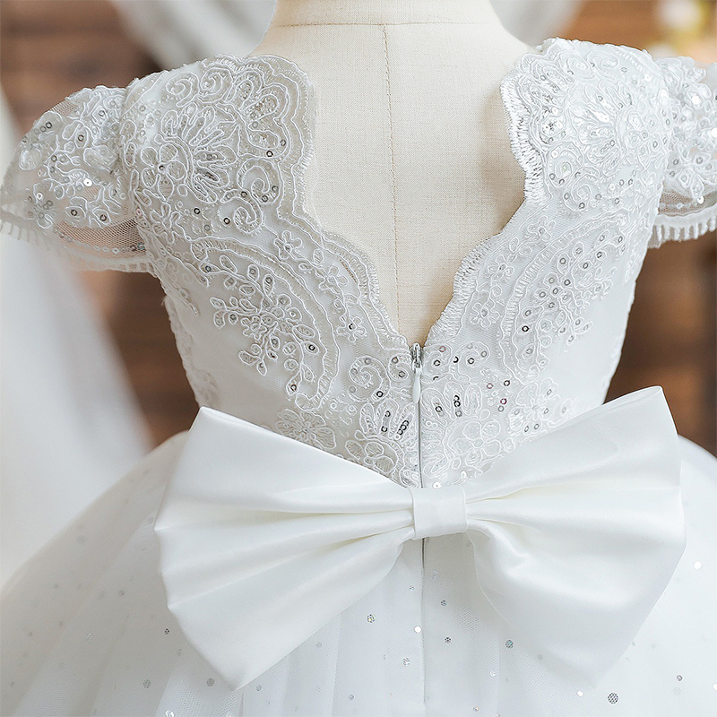 Mesh Lace Bow Lace Sequins Short Sleeve Midi Dresses - image 5