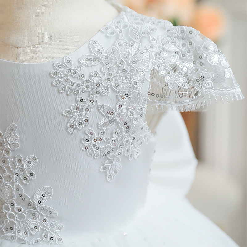 Mesh Lace Bow Lace Sequins Short Sleeve Midi Dresses - image 3