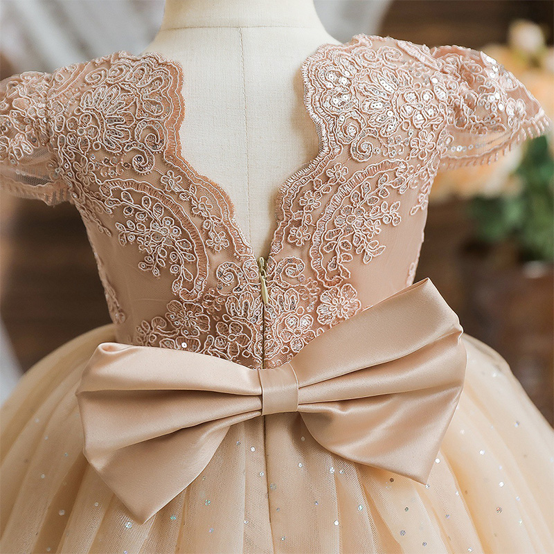 Mesh Lace Bow Lace Sequins Short Sleeve Midi Dresses - image 16