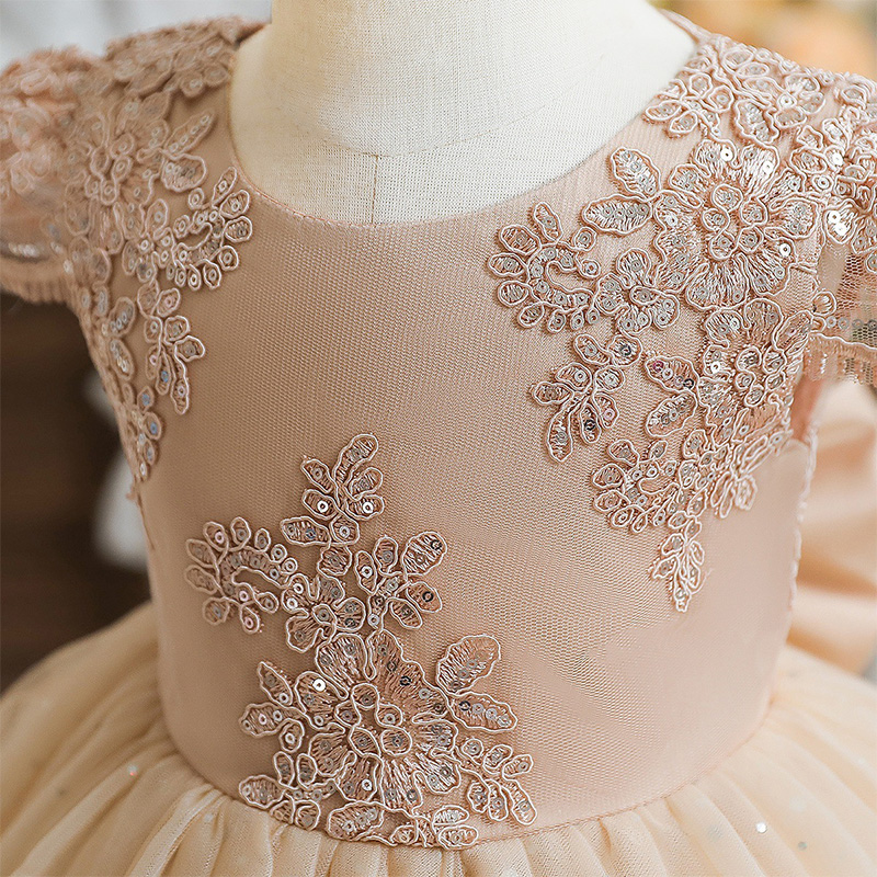 Mesh Lace Bow Lace Sequins Short Sleeve Midi Dresses - image 14