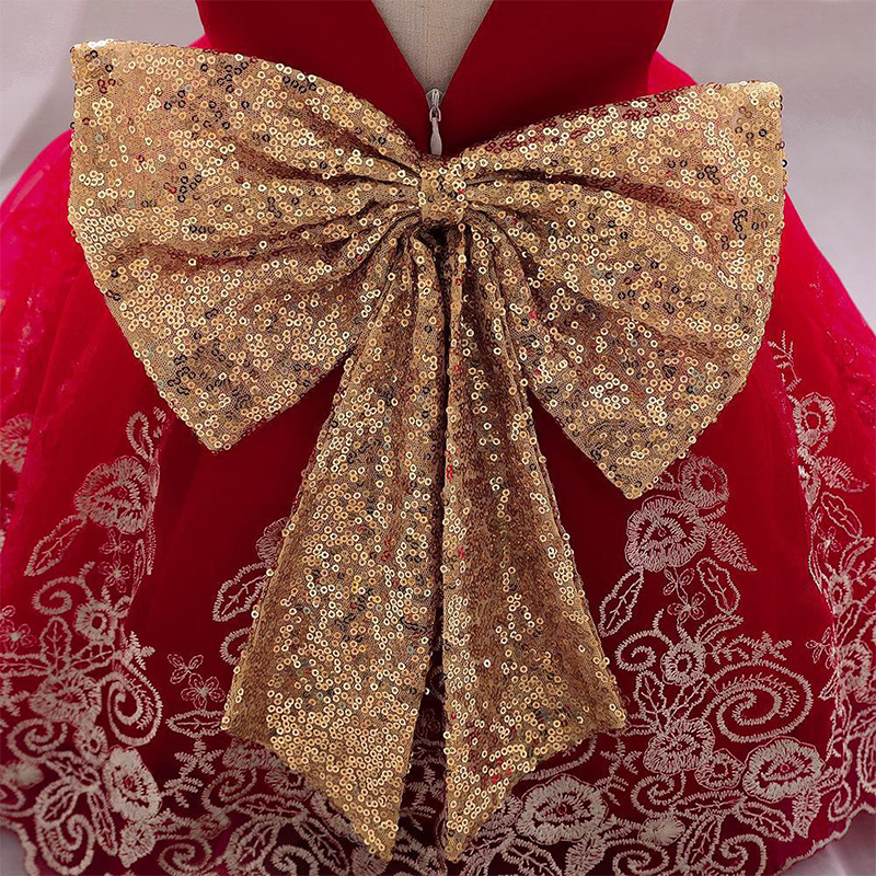 Mesh Lace Glitter Bow Lace Sequins Sleeveless Midi Dresses - image 39