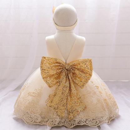 Mesh Lace Glitter Bow Lace Sequins Sleeveless Midi Dresses - image 15