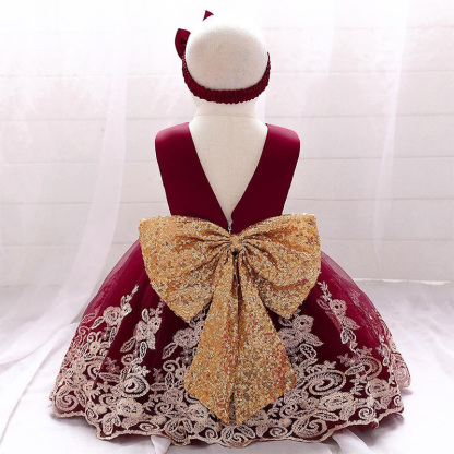 Mesh Lace Glitter Bow Lace Sequins Sleeveless Midi Dresses - image 50