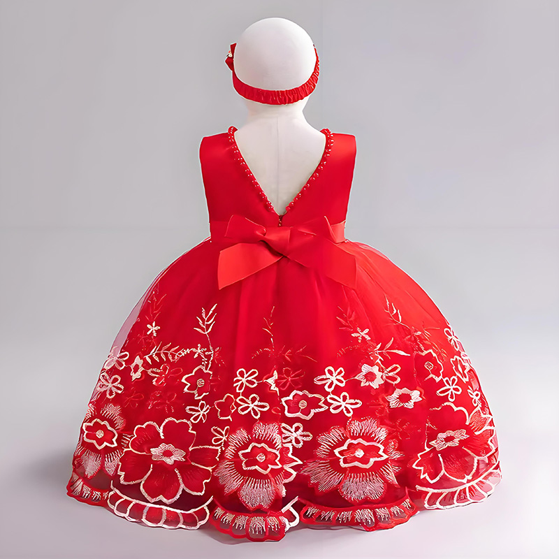 Mesh Satin Bow Lace Sequins Imitation Pearls Sleeveless Midi Dresses - image 6