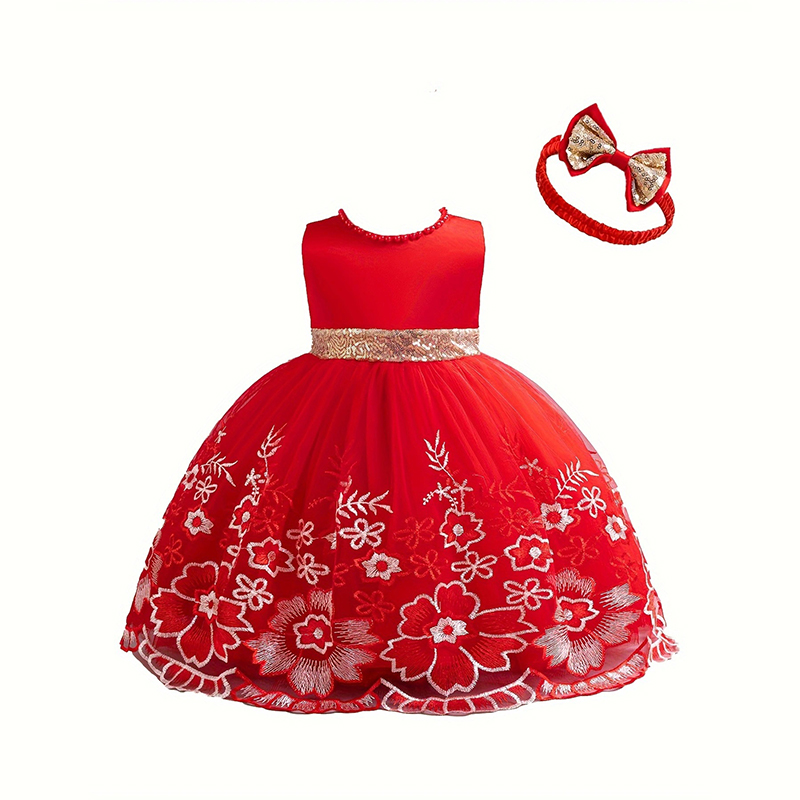 Mesh Satin Bow Lace Sequins Imitation Pearls Sleeveless Midi Dresses - image 7