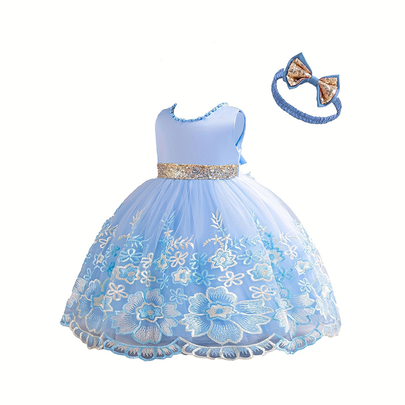 Mesh Satin Bow Lace Sequins Imitation Pearls Sleeveless Midi Dresses - image 3