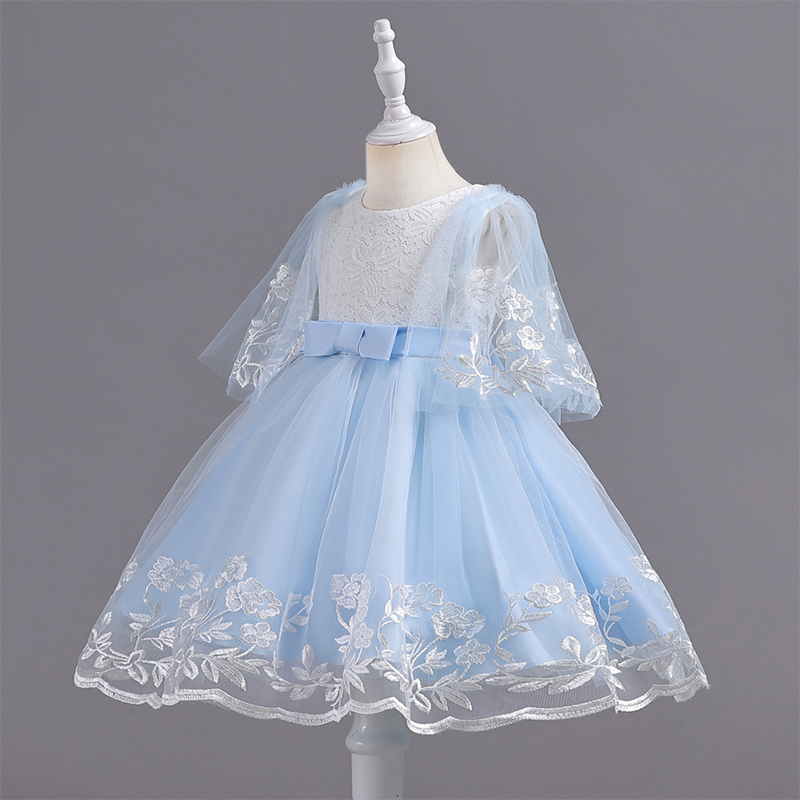 Mesh Lace Bow Lace Half Sleeve Midi Dresses - image 6