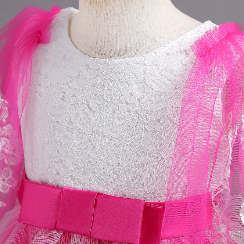 Mesh Lace Bow Lace Half Sleeve Midi Dresses - image 13