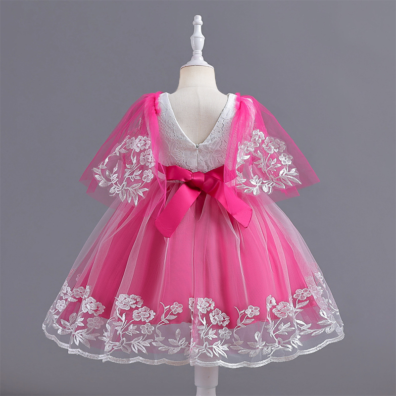 Mesh Lace Bow Lace Half Sleeve Midi Dresses - image 12