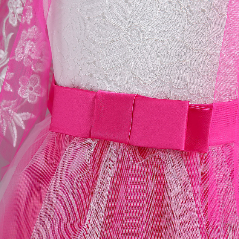 Mesh Lace Bow Lace Half Sleeve Midi Dresses - image 14