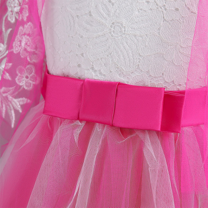 Mesh Lace Bow Lace Half Sleeve Midi Dresses - image 14